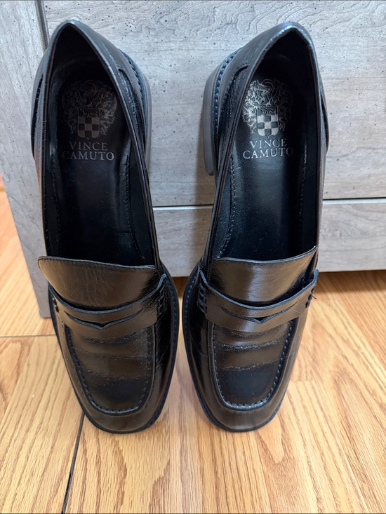Vince Camuto Shoes - Vince Camuto Black Leather Penny Loafers